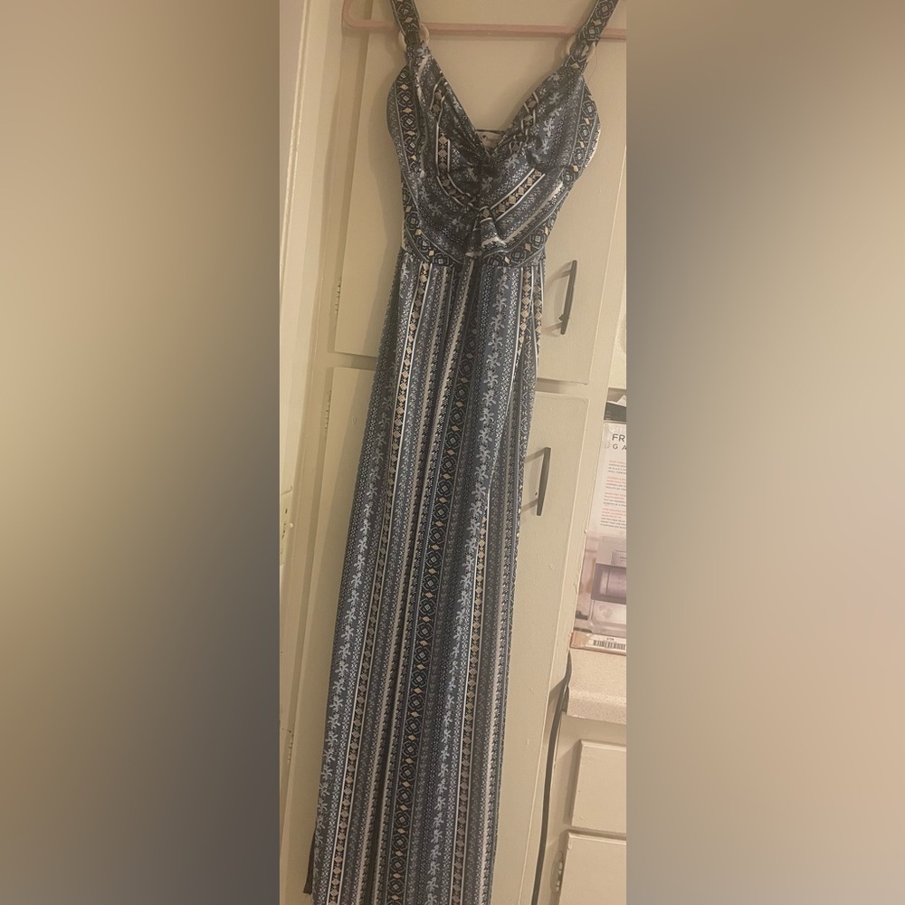 Derek Heart Blue and White Striped Maxi Dress
